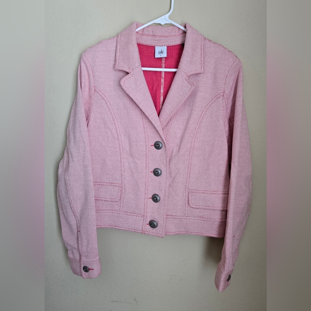 Cabi Pink Jacket Womens Size Large Front Pockets Excellent Condition